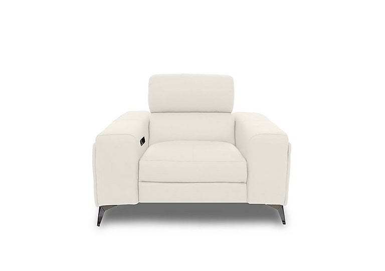Action Leather Power Recliner Armchair - White