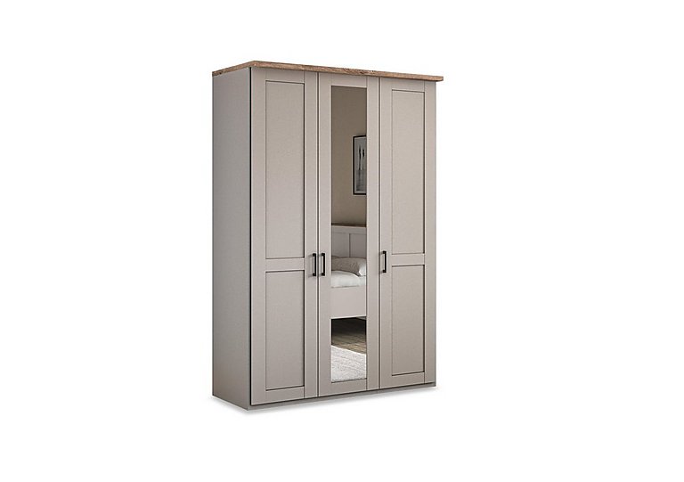 Wiemann - Adeline 3 Door Hinged Wardrobe with Centre Mirror - Pebble Grey
