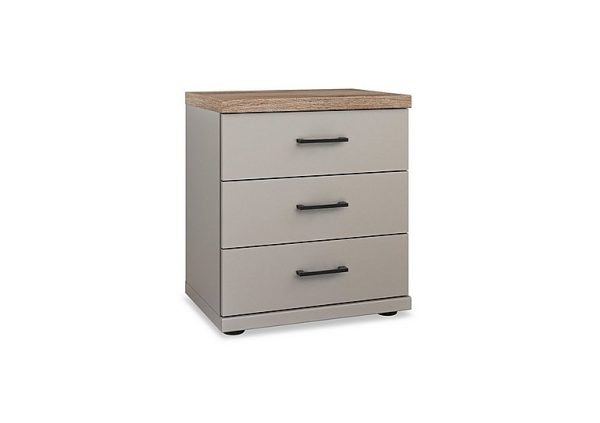 Wiemann  Adeline 3 Drawer Bedside Cabinet  Pebble Grey | Bed Sava