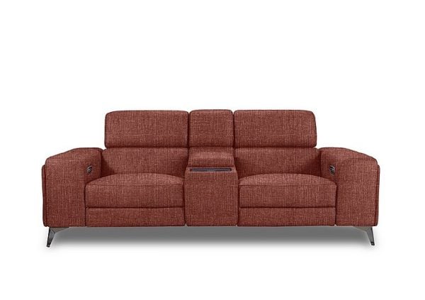 Action Fabric 3 Seater Power Recliner Media Sofa with Power Storage Arms  Red Maple | Bed Sava