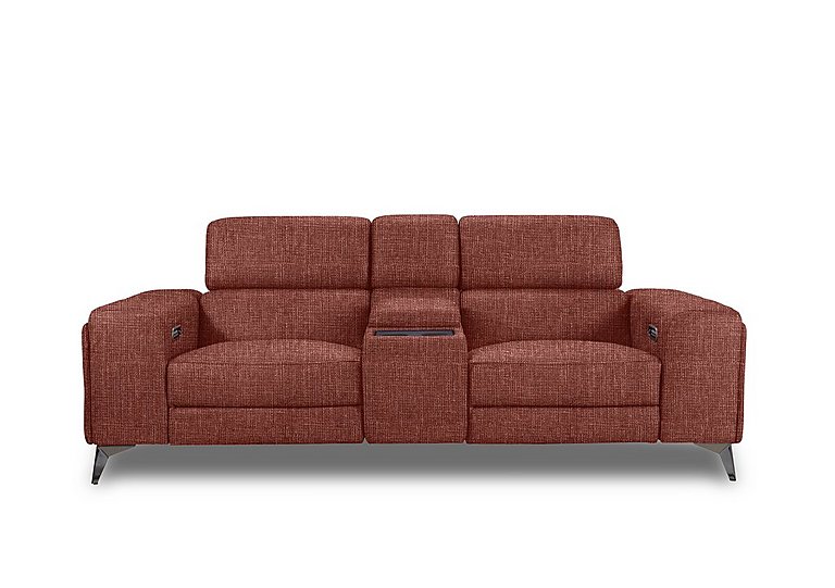 Action Fabric 3 Seater Power Recliner Media Sofa with Power Storage Arms - Red Maple