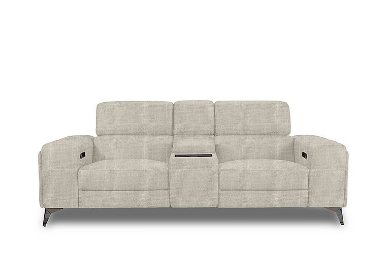 Action Fabric 3 Seater Power Recliner Media Sofa with Power Storage Arms - Weave Stone