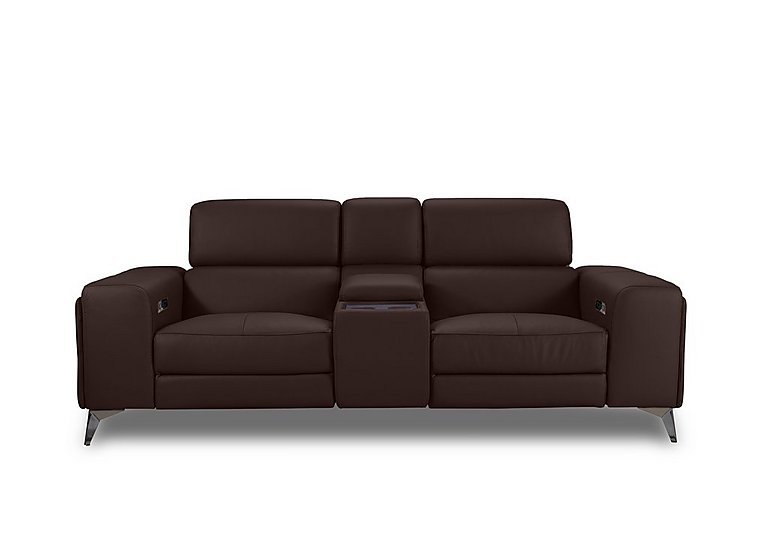 Action Leather 3 Seater Power Recliner Media Sofa with Power Storage Arms - Burgundy