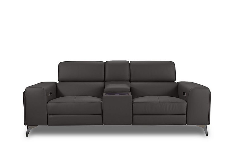 Action Leather 3 Seater Power Recliner Media Sofa with Power Storage Arms - Piompo