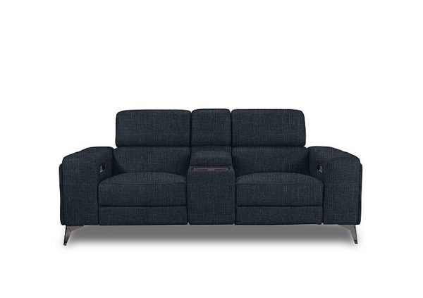 Action Fabric 2 Seater Power Recliner Media Sofa with Power Storage Arms  Black Mica | Bed Sava