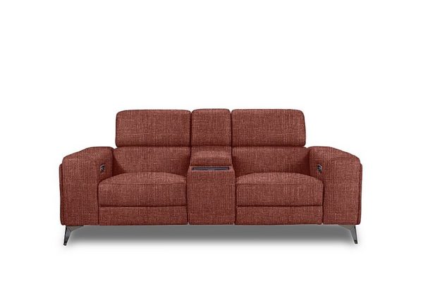 Action Fabric 2 Seater Power Recliner Media Sofa with Power Storage Arms  Red Maple | Bed Sava