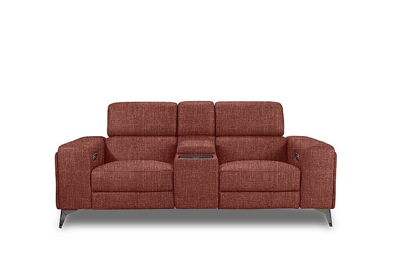 Action Fabric 2 Seater Power Recliner Media Sofa with Power Storage Arms - Red Maple