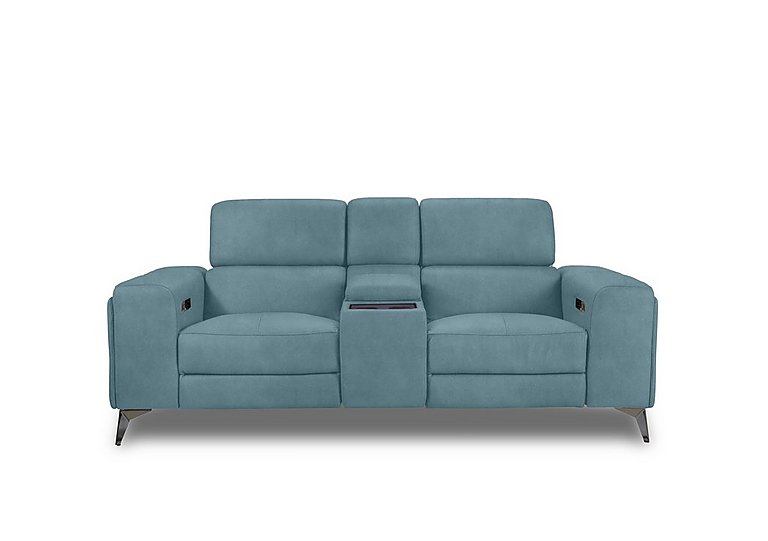 Action Fabric 2 Seater Power Recliner Media Sofa with Power Storage Arms - Velvet Blu