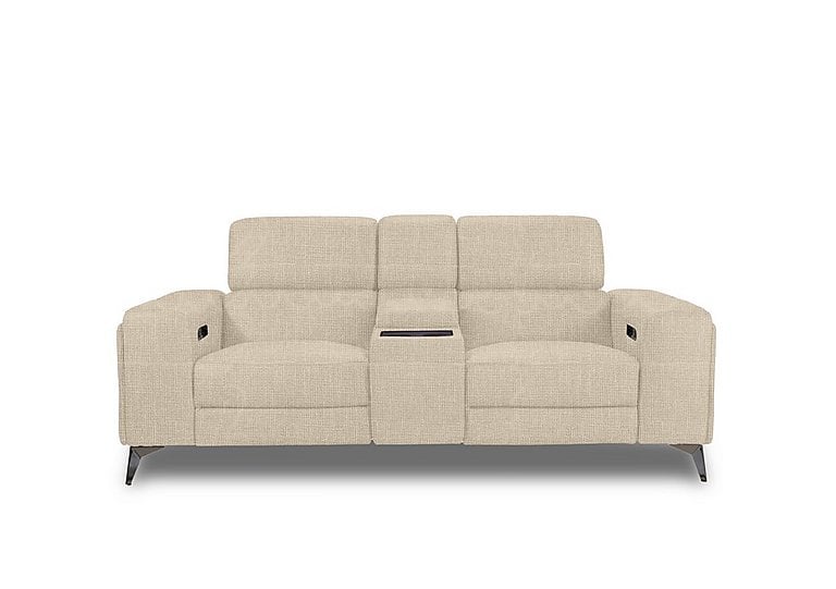 Action Fabric 2 Seater Power Recliner Media Sofa with Power Storage Arms - Weave Oatmeal