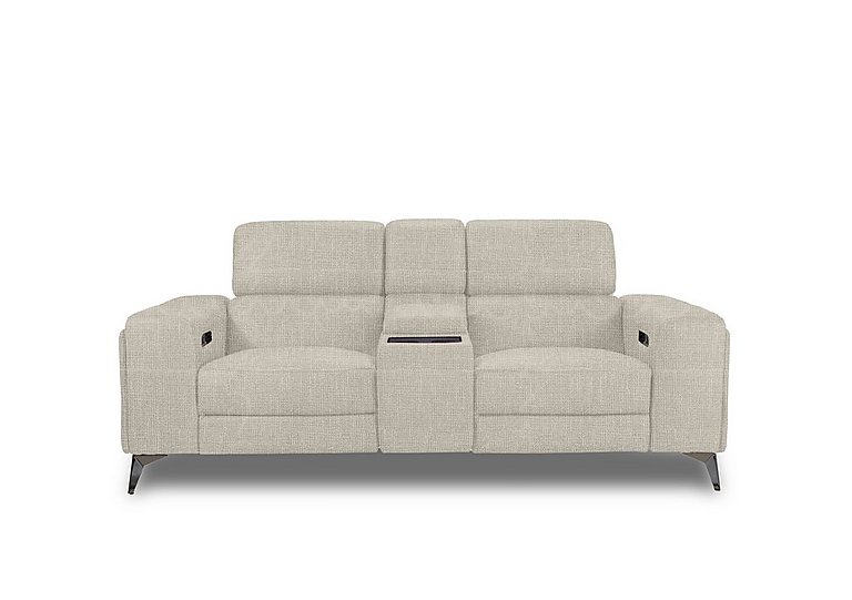Action Fabric 2 Seater Power Recliner Media Sofa with Power Storage Arms - Weave Stone