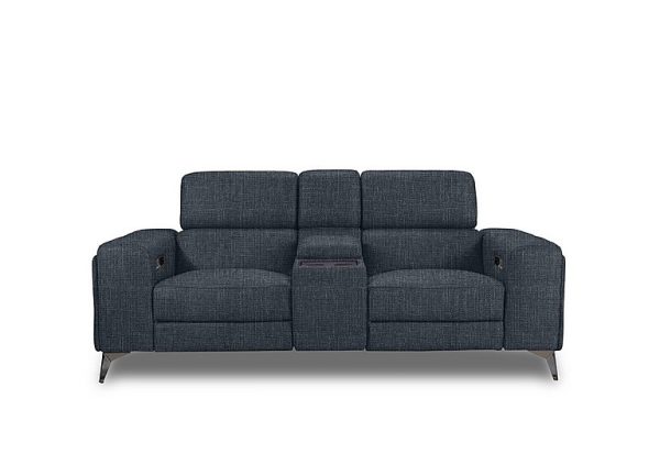 Action Fabric 2 Seater Power Recliner Media Sofa  Halifax Charcoal | Bed Sava