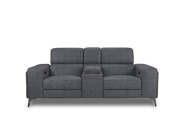 Action Fabric 2 Seater Power Recliner Media Sofa - Halifax Gunmetal