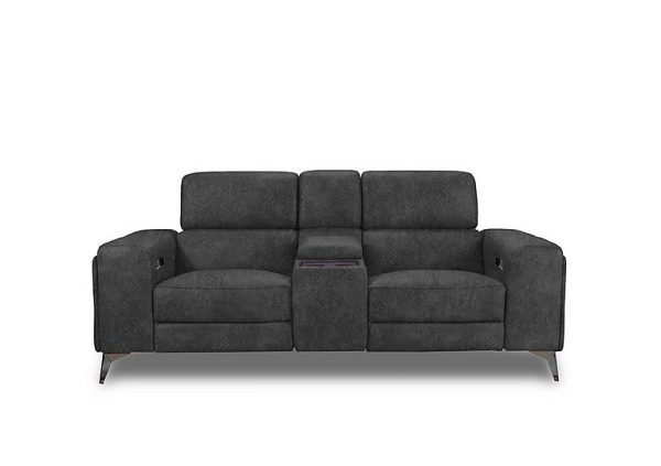 Action Fabric 2 Seater Power Recliner Media Sofa  Marble Dark Grey | Bed Sava