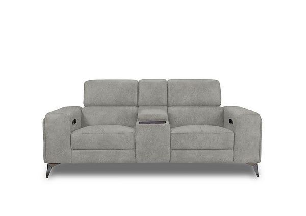 Action Fabric 2 Seater Power Recliner Media Sofa  Marble Light Grey | Bed Sava