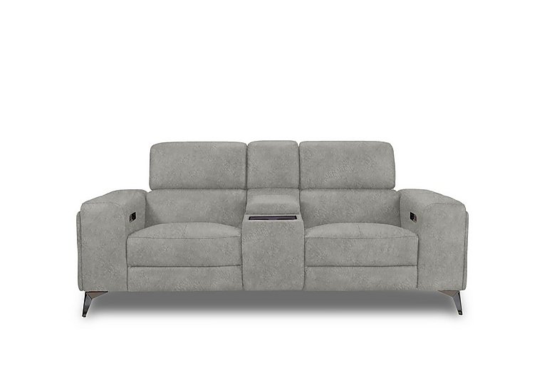 Action Fabric 2 Seater Power Recliner Media Sofa - Marble Light Grey