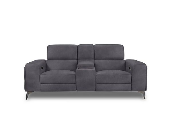 Action Fabric 2 Seater Power Recliner Media Sofa  Nappa Grey | Bed Sava