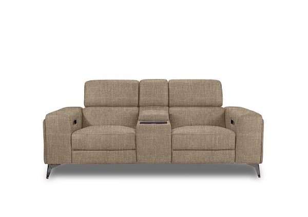 Action Fabric 2 Seater Power Recliner Media Sofa  Weave Cocoa | Bed Sava
