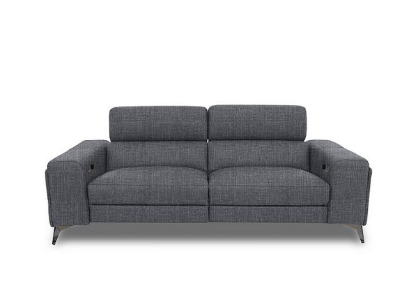 Action Fabric 3 Seater Power Recliner Sofa with Power Storage Arms  Halifax Gunmetal | Bed Sava