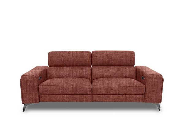 Action Fabric 3 Seater Power Recliner Sofa with Power Storage Arms  Red Maple | Bed Sava