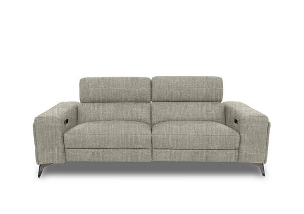 Action Fabric 3 Seater Power Recliner Sofa with Power Storage Arms  Halifax Sand | Bed Sava
