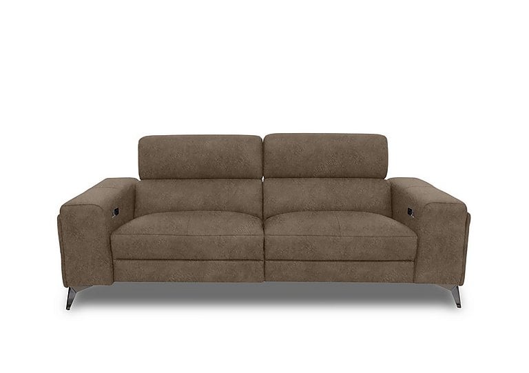 Action Fabric 3 Seater Power Recliner Sofa with Power Storage Arms - Classic Brown