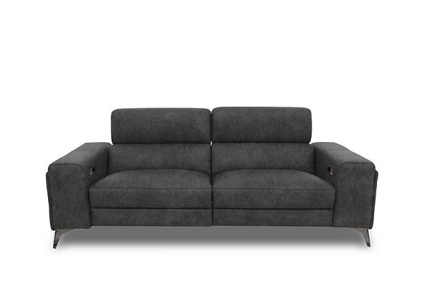 Action Fabric 3 Seater Power Recliner Sofa with Power Storage Arms  Marble Dark Grey | Bed Sava