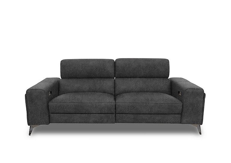 Action Fabric 3 Seater Power Recliner Sofa with Power Storage Arms - Marble Dark Grey