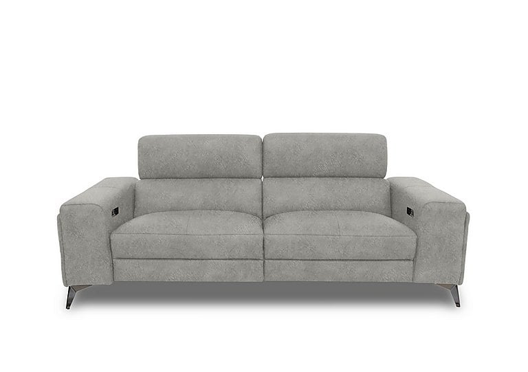 Action Fabric 3 Seater Power Recliner Sofa with Power Storage Arms - Marble Light Grey