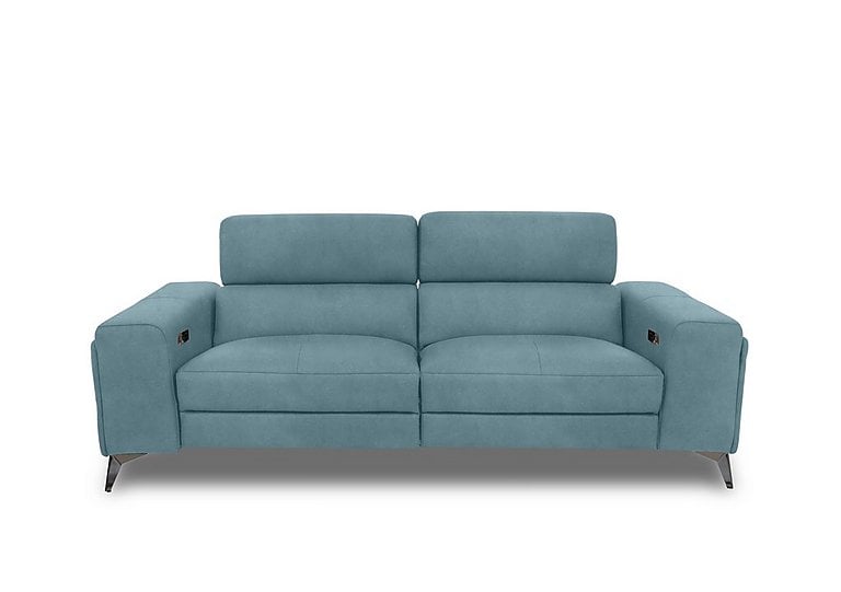 Action Fabric 3 Seater Power Recliner Sofa with Power Storage Arms - Velvet Blu