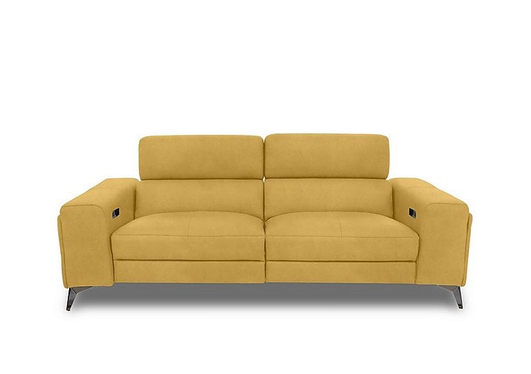 Action Fabric 3 Seater Power Recliner Sofa with Power Storage Arms - Velvet Giallo