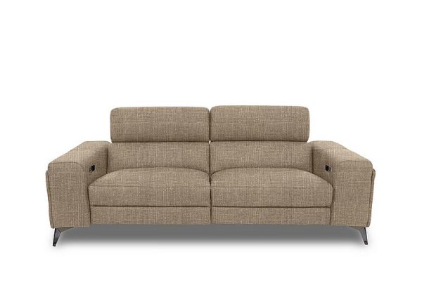 Action Fabric 3 Seater Power Recliner Sofa with Power Storage Arms  Weave Cocoa | Bed Sava