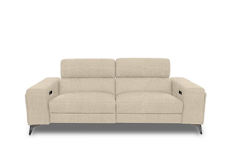 Action Fabric 3 Seater Power Recliner Sofa with Power Storage Arms - Weave Oatmeal