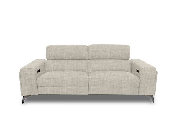 Action Fabric 3 Seater Power Recliner Sofa with Power Storage Arms  Weave Stone | Bed Sava