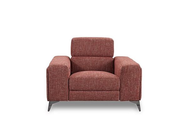 Action Fabric Power Recliner Armchair with Power Storage Arm  Red Maple | Bed Sava