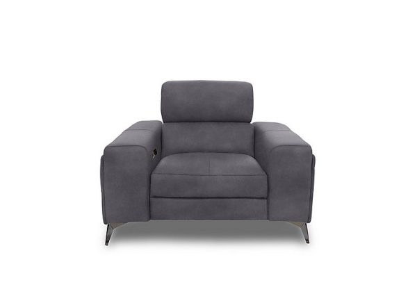 Action Fabric Power Recliner Armchair with Power Storage Arm  Nappa Grey | Bed Sava