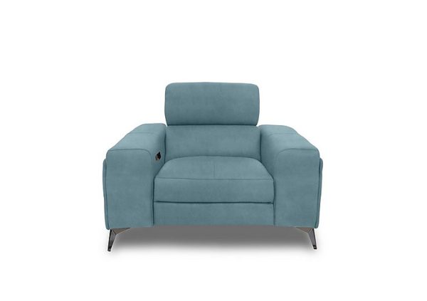 Action Fabric Power Recliner Armchair with Power Storage Arm  Velvet Blu | Bed Sava