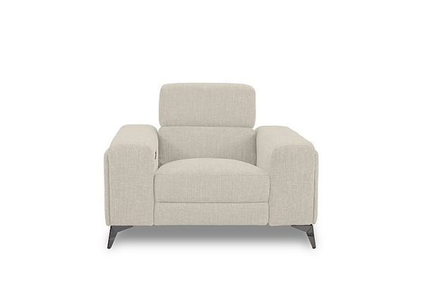 Action Fabric Power Recliner Armchair with Power Storage Arm  Weave Stone | Bed Sava