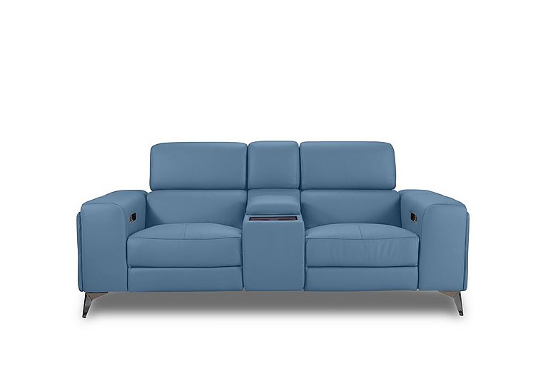 Action Leather 2 Seater Power Recliner Media Sofa - Blu