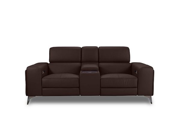 Action Leather 2 Seater Power Recliner Media Sofa  Burgundy | Bed Sava