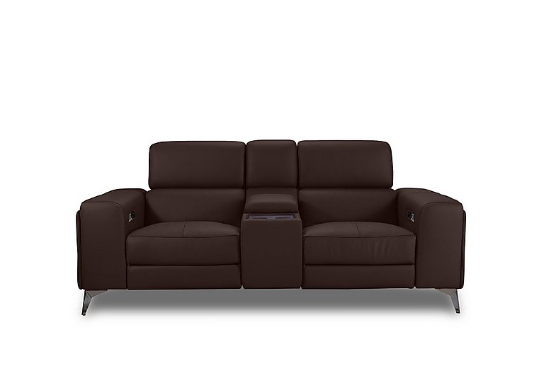 Action Leather 2 Seater Power Recliner Media Sofa - Burgundy