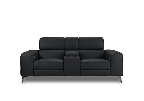 Action Leather 2 Seater Power Recliner Media Sofa  Natural Black Mica | Bed Sava