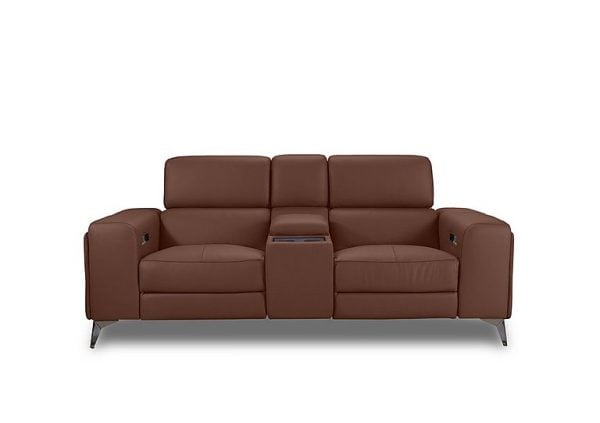 Action Leather 2 Seater Power Recliner Media Sofa  Natural Redmaple | Bed Sava