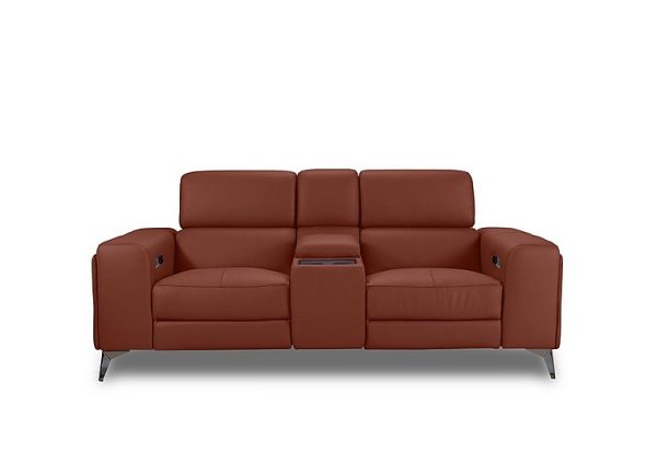 Action Leather 2 Seater Power Recliner Media Sofa  Red Maple | Bed Sava