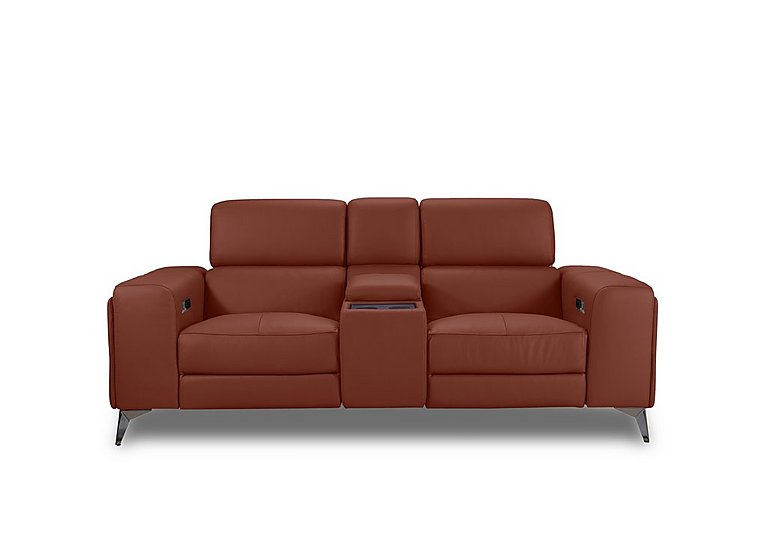 Action Leather 2 Seater Power Recliner Media Sofa - Red Maple