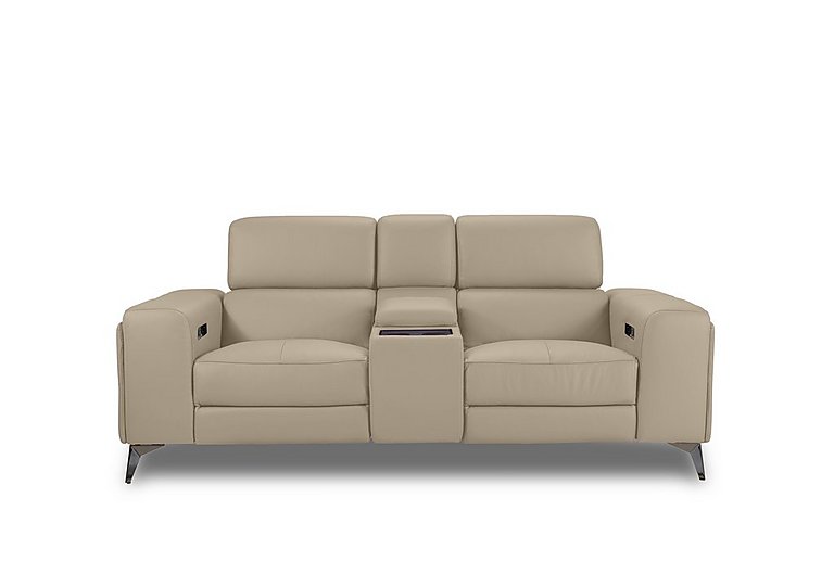 Action Leather 2 Seater Power Recliner Media Sofa with Power Storage Arms - Dacota Pebble