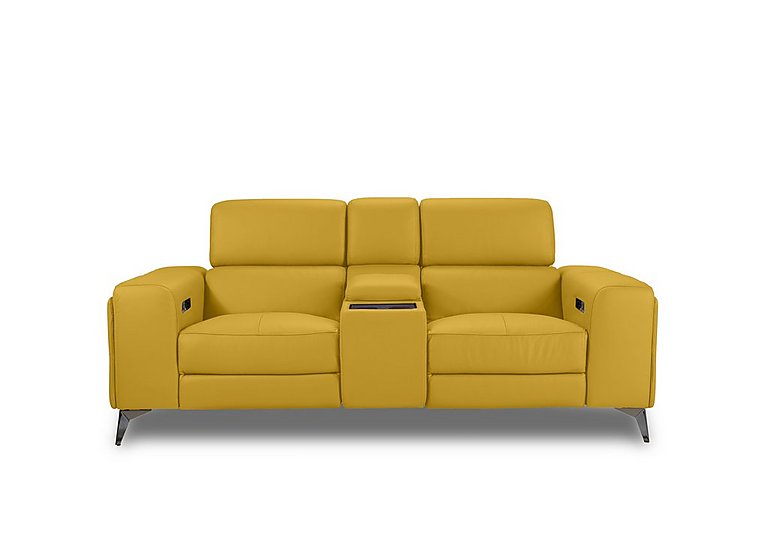Action Leather 2 Seater Power Recliner Media Sofa with Power Storage Arms - Giallo