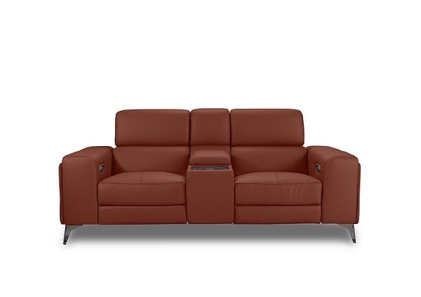 Action Leather 2 Seater Power Recliner Media Sofa with Power Storage Arms  Red Maple | Bed Sava