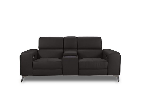 Action Leather 2 Seater Power Recliner Media Sofa with Power Storage Arms  Starry Grey | Bed Sava