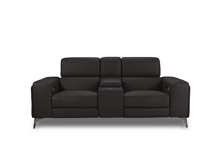 Action Leather 2 Seater Power Recliner Media Sofa with Power Storage Arms - Starry Grey