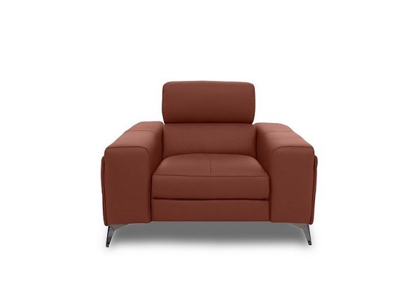 Action Leather Power Recliner Armchair with Power Storage Arm  Red Maple | Bed Sava